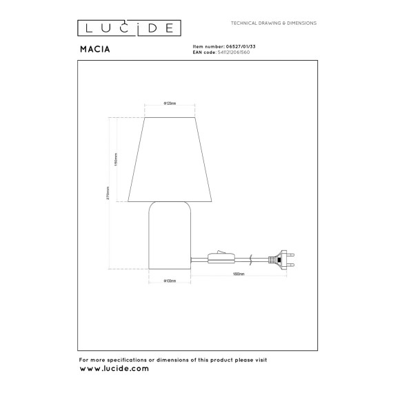 Ночник LUCIDE MACIA 1XE14-15W (06527/01/33)