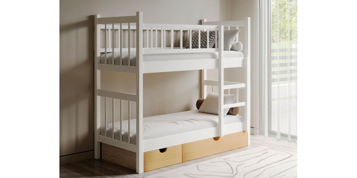 Детский кровать HOBEL TWO STOREY EX-B53 SHELF 90X190 WHITE (8) 