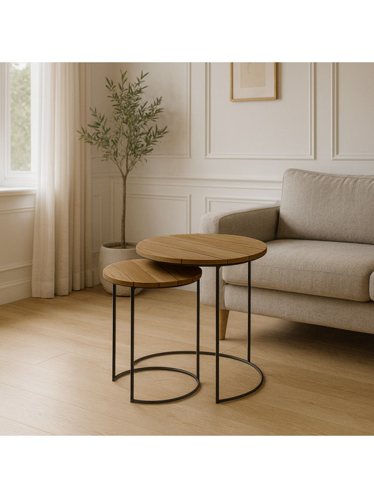 Կողասեղան KOOPMAN END TABLE TEAK SET OF 2PCS (J11301290)