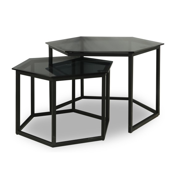 Журнальный стол HOBEL BEEHIVE 2PCS METAL BLACK/ GLASS FM (2) 