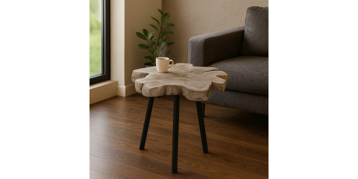 Приставной столик KOOPMAN END TABLE TEAK DIA 55XH45CM (J11301280)