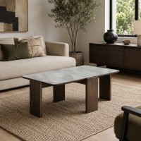 Coffee table HOBEL GILDE STONE 60X120 IVORIE LIGHT GREY/OAK PIGMENT (2) 