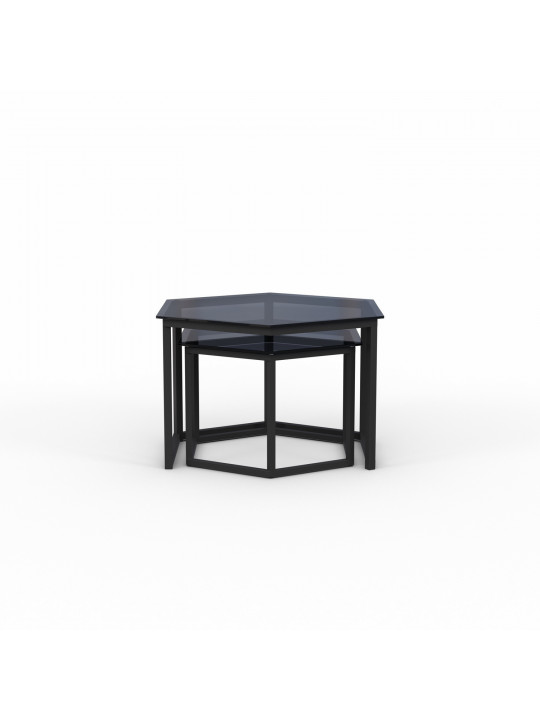 Սուրճի սեղան HOBEL BEEHIVE 2PCS METAL BLACK/ GLASS FM (2) 