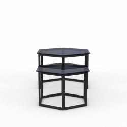Журнальный стол HOBEL BEEHIVE 2PCS METAL BLACK/ GLASS FM (2) 