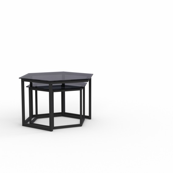 Журнальный стол HOBEL BEEHIVE 2PCS METAL BLACK/ GLASS FM (2) 