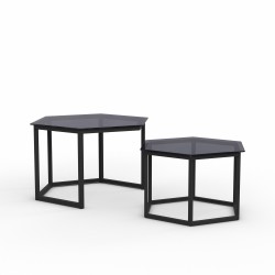 Журнальный стол HOBEL BEEHIVE 2PCS METAL BLACK/ GLASS FM (2) 