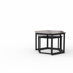 Журнальный стол HOBEL BEEHIVE 2PCS METAL BLACK/ GLASS FM (2) 