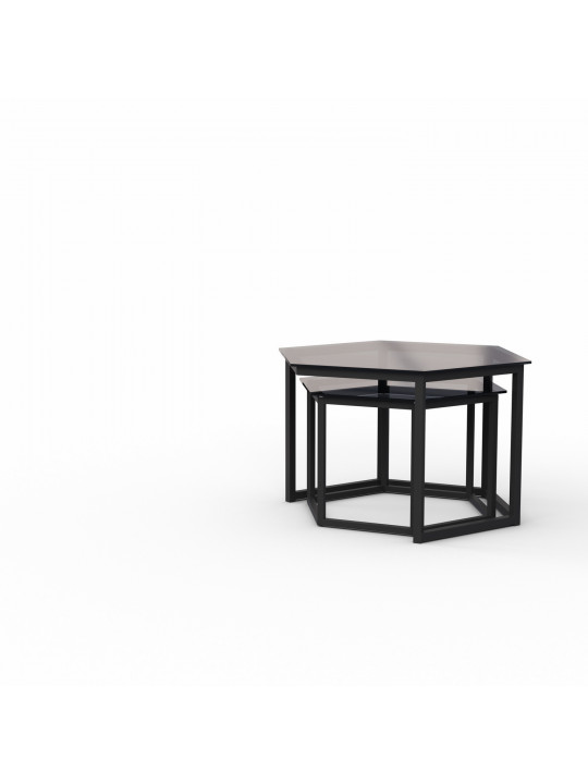 Սուրճի սեղան HOBEL BEEHIVE 2PCS METAL BLACK/ GLASS FM (2) 