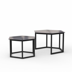 Журнальный стол HOBEL BEEHIVE 2PCS METAL BLACK/ GLASS FM (2) 