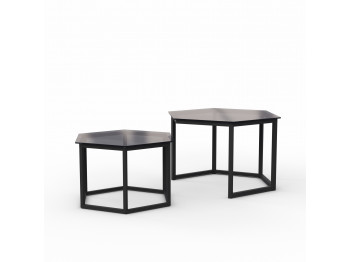 Սուրճի սեղան HOBEL BEEHIVE 2PCS METAL BLACK/ GLASS FM (2) 