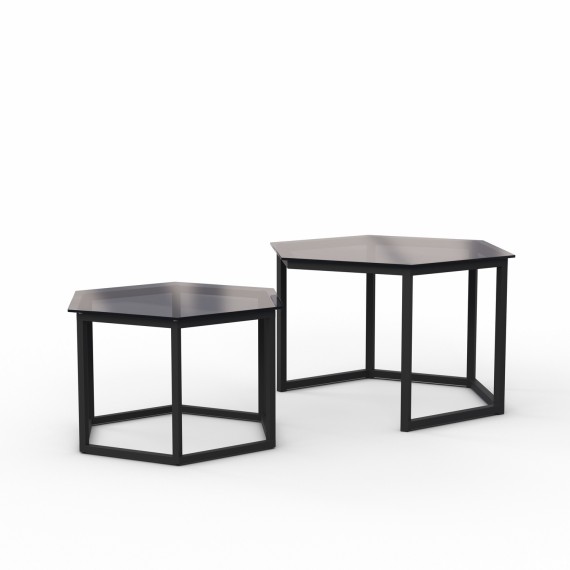 Журнальный стол HOBEL BEEHIVE 2PCS METAL BLACK/ GLASS FM (2) 
