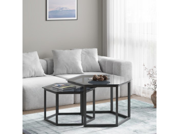 Coffee table HOBEL BEEHIVE 2PCS METAL BLACK/ GLASS FM (2) 