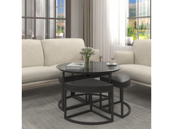Coffee table HOBEL WMX-CT-47 BLACK METAL/BLACK GLASS FM (3) 