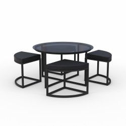 Журнальный стол HOBEL WMX-CT-47 BLACK METAL/BLACK GLASS FM (3) 