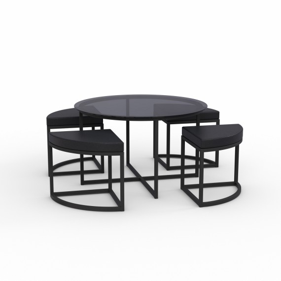 Սուրճի սեղան HOBEL WMX-CT-47 BLACK METAL/BLACK GLASS FM (3) 