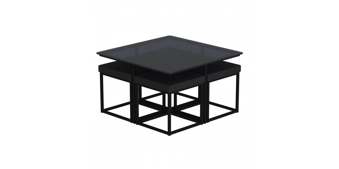 Coffee table HOBEL WMX-CT-48 BLACK METAL/BLACK GLASS FM (3) 