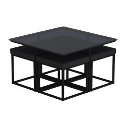 Журнальный стол HOBEL WMX-CT-48 BLACK METAL/BLACK GLASS FM (3) 