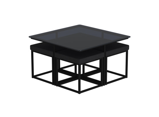 Coffee table HOBEL WMX-CT-48 BLACK METAL/BLACK GLASS FM (3) 