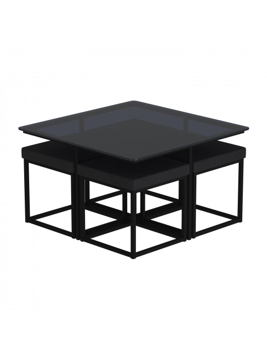 Coffee table HOBEL WMX-CT-48 BLACK METAL/BLACK GLASS FM (3) 