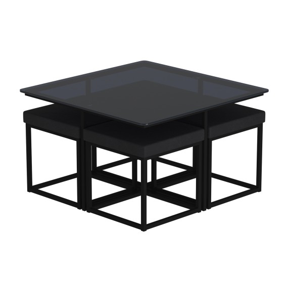 Журнальный стол HOBEL WMX-CT-48 BLACK METAL/BLACK GLASS FM (3) 