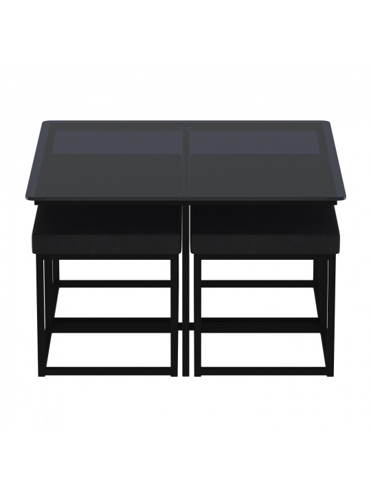 Coffee table HOBEL WMX-CT-48 BLACK METAL/BLACK GLASS FM (3) 