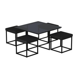 Журнальный стол HOBEL WMX-CT-48 BLACK METAL/BLACK GLASS FM (3) 