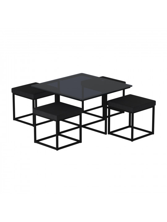 Coffee table HOBEL WMX-CT-48 BLACK METAL/BLACK GLASS FM (3) 