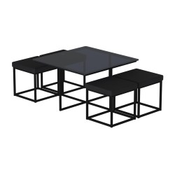 Журнальный стол HOBEL WMX-CT-48 BLACK METAL/BLACK GLASS FM (3) 