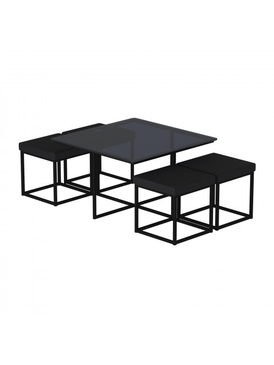 Coffee table HOBEL WMX-CT-48 BLACK METAL/BLACK GLASS FM (3) 