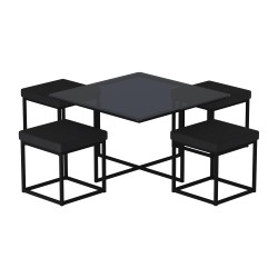 Журнальный стол HOBEL WMX-CT-48 BLACK METAL/BLACK GLASS FM (3) 