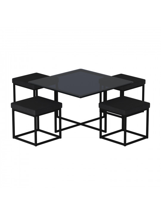 Coffee table HOBEL WMX-CT-48 BLACK METAL/BLACK GLASS FM (3) 