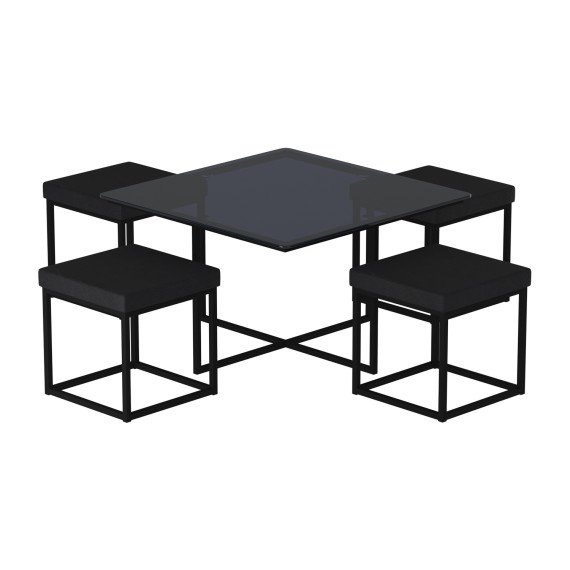 Журнальный стол HOBEL WMX-CT-48 BLACK METAL/BLACK GLASS FM (3) 