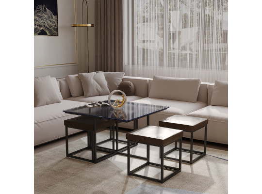 Coffee table HOBEL WMX-CT-48 BLACK METAL/BLACK GLASS FM (3) 