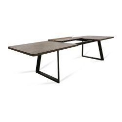 Ճաշասեղան MAMADOMA LOFT LUX RADIAL-230, РАЗДВИЖНОЙ 230(330)X110, ДЫМЧАТАЯ КЕРАМИКА/ЧЕРНЫЙ, 2 (УПАК.)(2) 