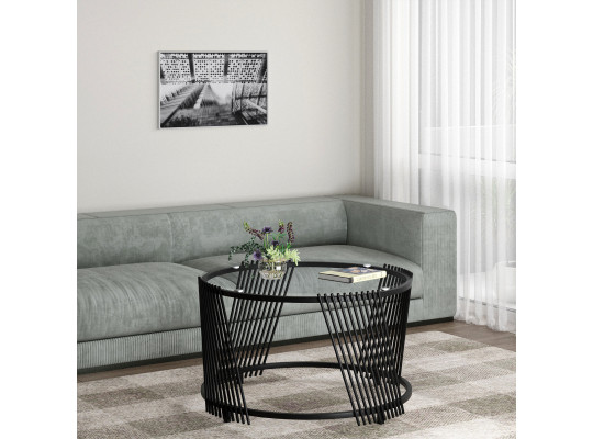 Coffee table HOBEL WMX-CT-39 BLACK METAL/GLASS FM (1) 