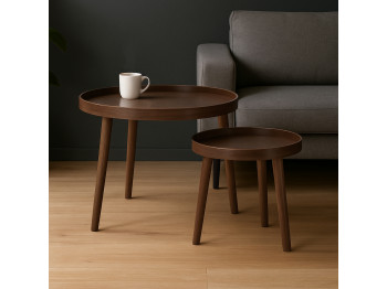 Side table KOOPMAN ROUND SET 2PCS WALNUT (HX9200310)