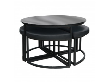 Coffee table HOBEL WMX-CT-47 BLACK METAL/BLACK GLASS FM (3) 