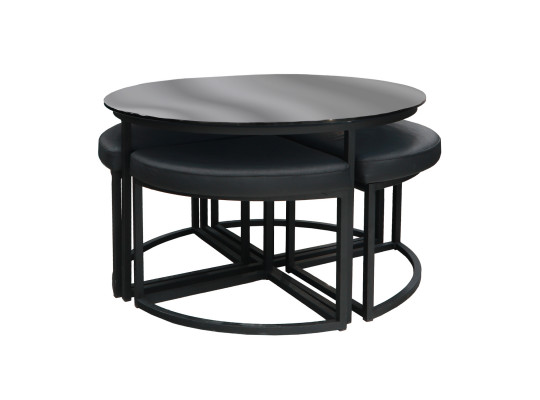 Coffee table HOBEL WMX-CT-47 BLACK METAL/BLACK GLASS FM (3) 