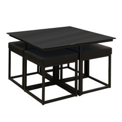Журнальный стол HOBEL WMX-CT-48 BLACK METAL/BLACK GLASS FM (3) 