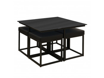 Coffee table HOBEL WMX-CT-48 BLACK METAL/BLACK GLASS FM (3) 