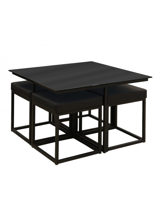 Coffee table HOBEL WMX-CT-48 BLACK METAL/BLACK GLASS FM (3) 