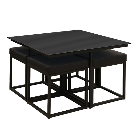 Журнальный стол HOBEL WMX-CT-48 BLACK METAL/BLACK GLASS FM (3) 