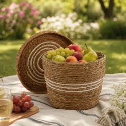 Decorate objects KOOPMAN BASKET SET CATTAIL LEAF ROUND (KR2002610 M)