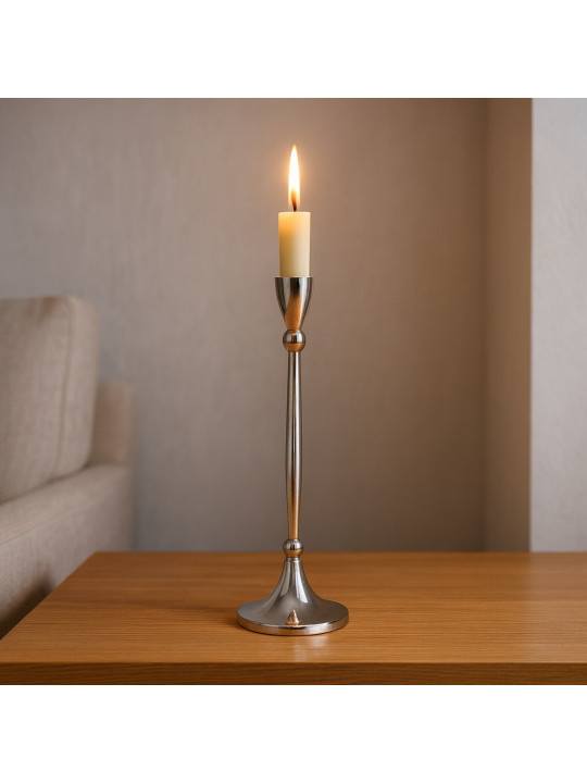 Candlestick KOOPMAN CANDLE HOLDER 9X27CM SILVER (656047) (A98806530)