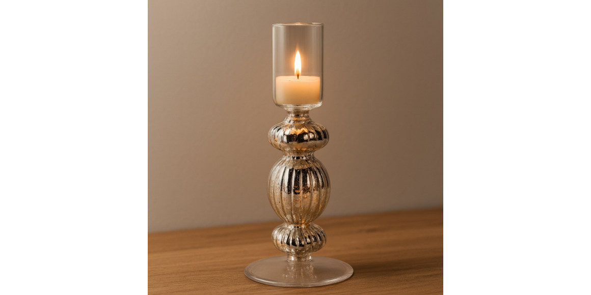 Candlestick KOOPMAN CANDLE HOLDER GLASS 16CM GOLD (062695) (AAE440920)
