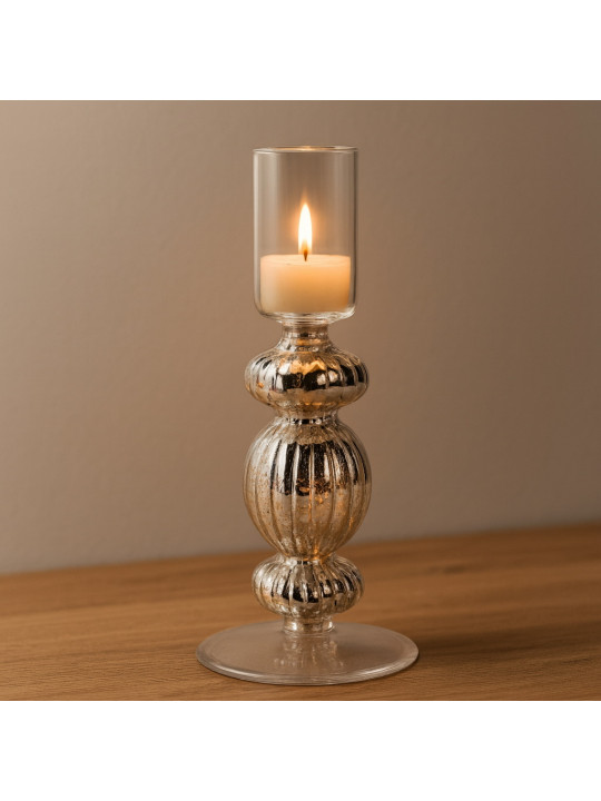 Подсвечник KOOPMAN CANDLE HOLDER GLASS 16CM GOLD (062695) (AAE440920)