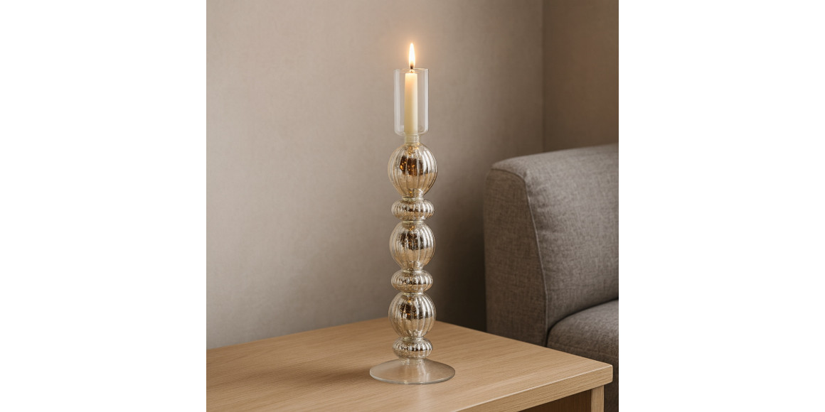 Candlestick KOOPMAN CANDLE HOLDER GLASS 28CM GOLD (062831) (AAE440940)