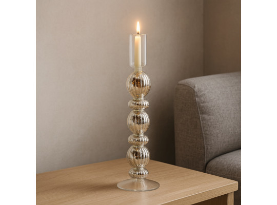 Candlestick KOOPMAN CANDLE HOLDER GLASS 28CM GOLD (062831) (AAE440940)