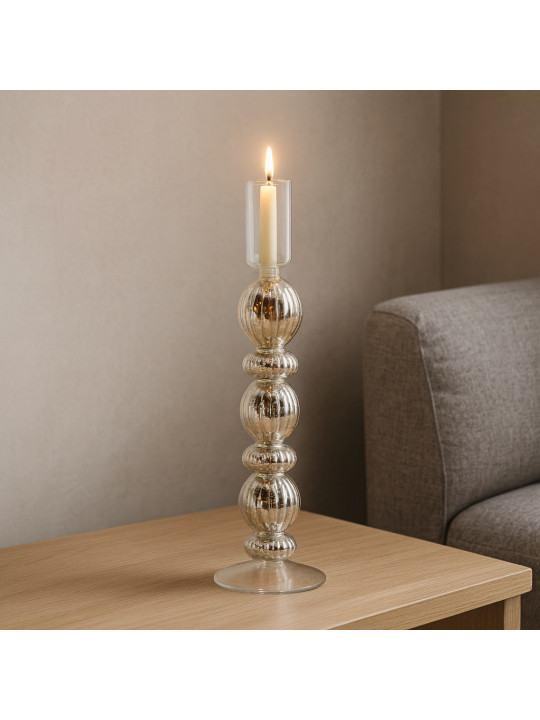 Candlestick KOOPMAN CANDLE HOLDER GLASS 28CM GOLD (062831) (AAE440940)