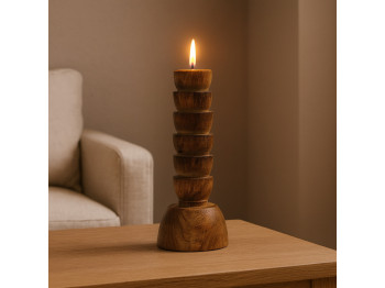 Candlestick KOOPMAN CANDLE HOLDER WOOD 205MM (F1) (075466) (A69000080)
